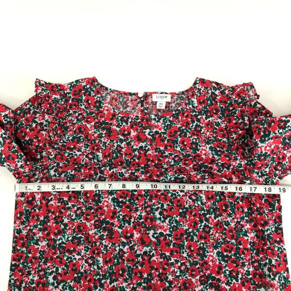 J. Crew Factory Cotton Blend Poplin Ruffle Top Women's XS Floral Holiday Career - Picture 9 of 13